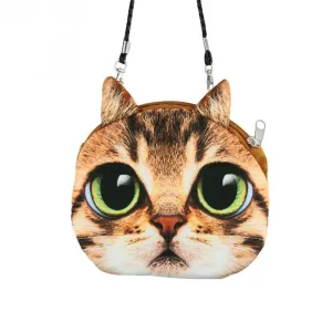 2016 Fashion Retro Cartoon 3D Printing Animal Shoulder Bags Cat Face Pouch Women Handbag for Girls Coin Purse Clutch Bag