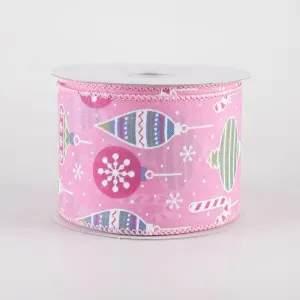 2.5" Hanging Christmas Ornaments Ribbon: Mint on Pink (10 Yards)