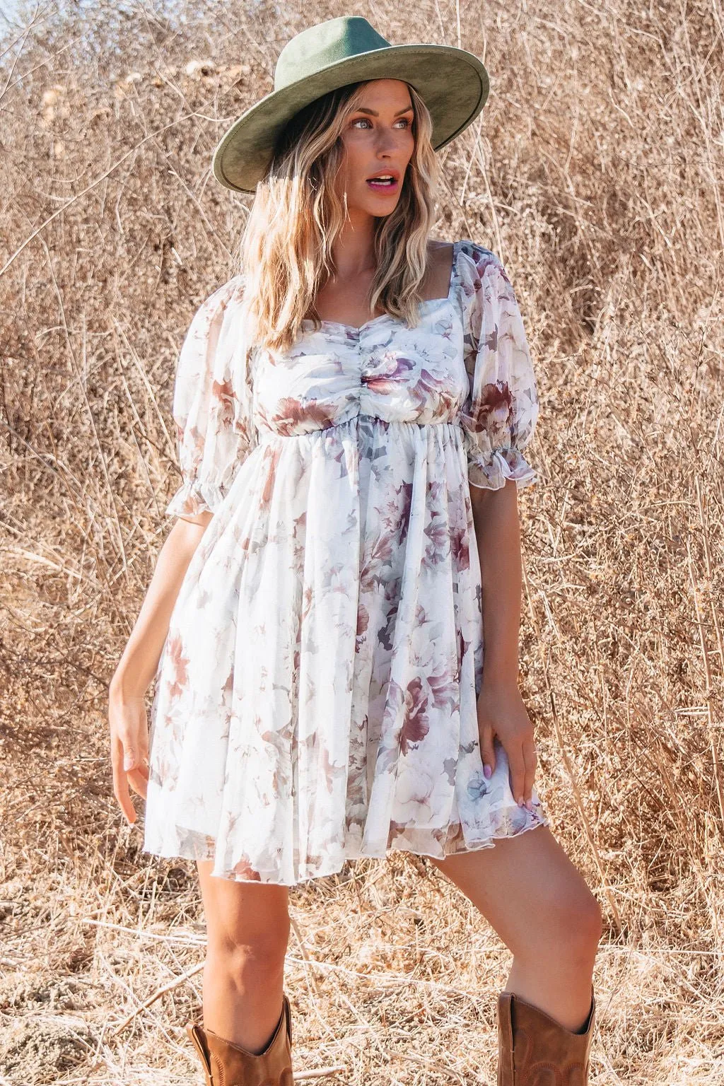 Angelic Floral Print Mini Dress - DOORBUSTER