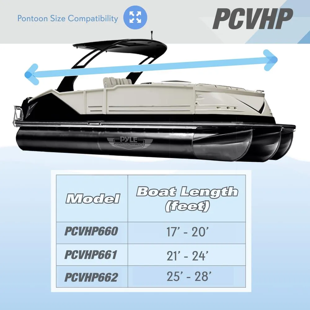 Armor Shield Trailer Pontoon Cover - Universal Cover For Pontoon Boats (For Pontoons 17’ - 20’ Ft. Length)