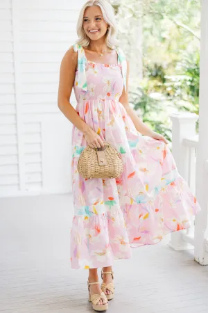 As It Happens Light Pink Floral Maxi Dress