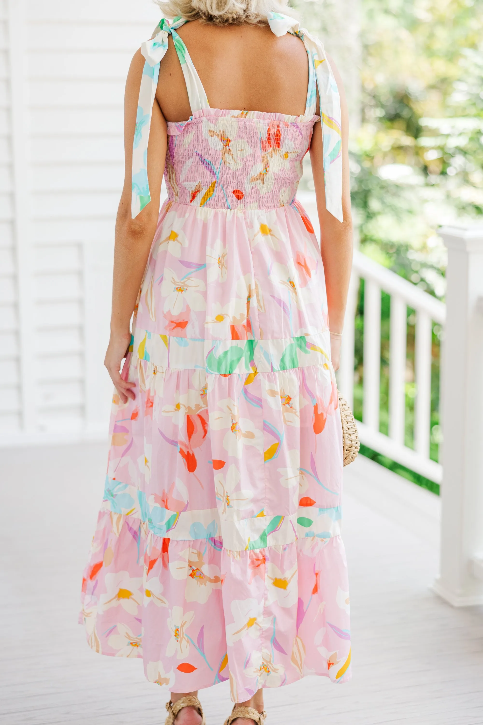 As It Happens Light Pink Floral Maxi Dress