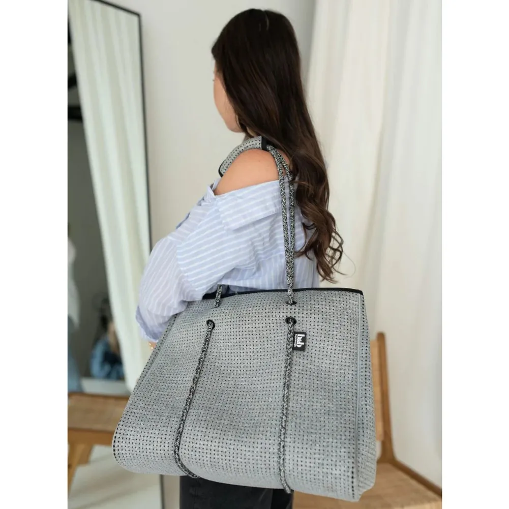 Bag and Bougie Zipper Tote Diaper Bag - Marle Grey