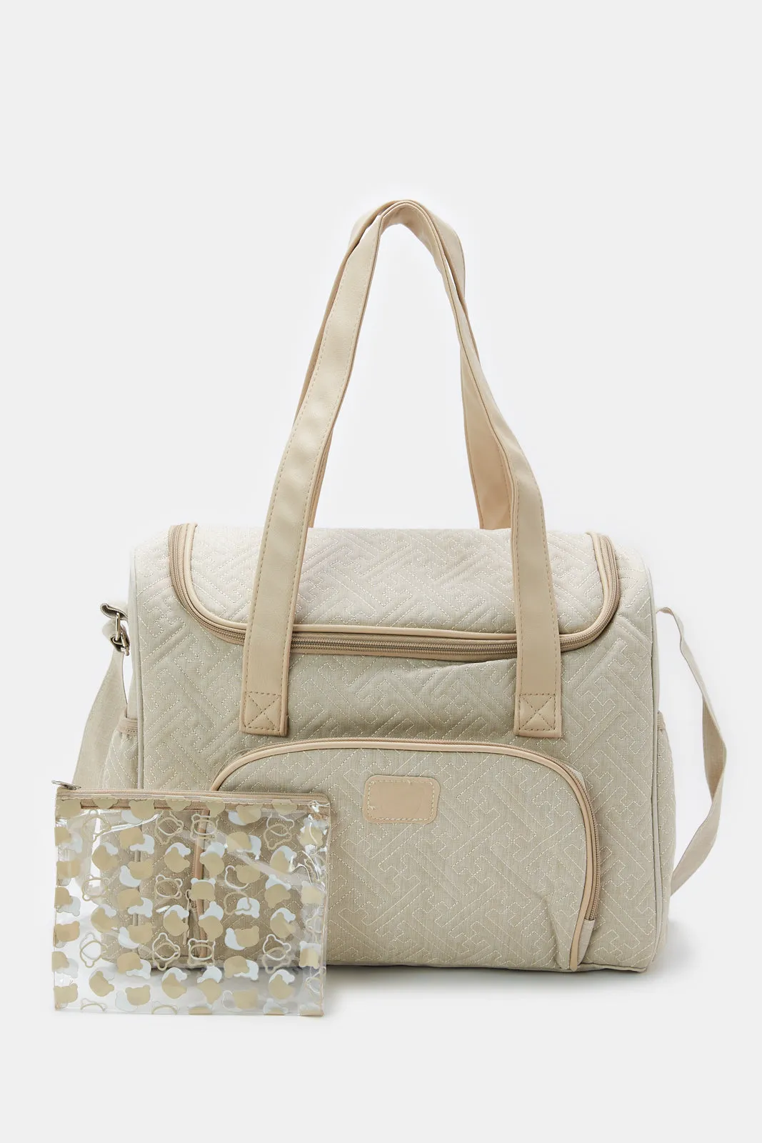 Beige Embellished Diaper Bag