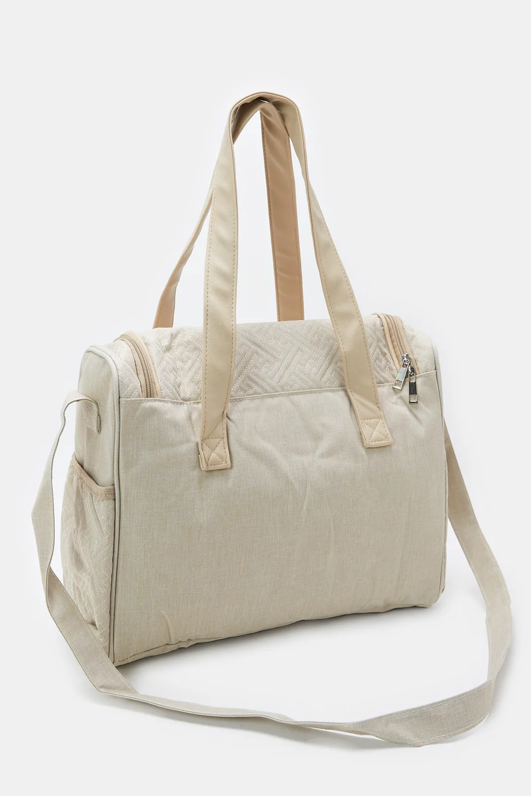 Beige Embellished Diaper Bag