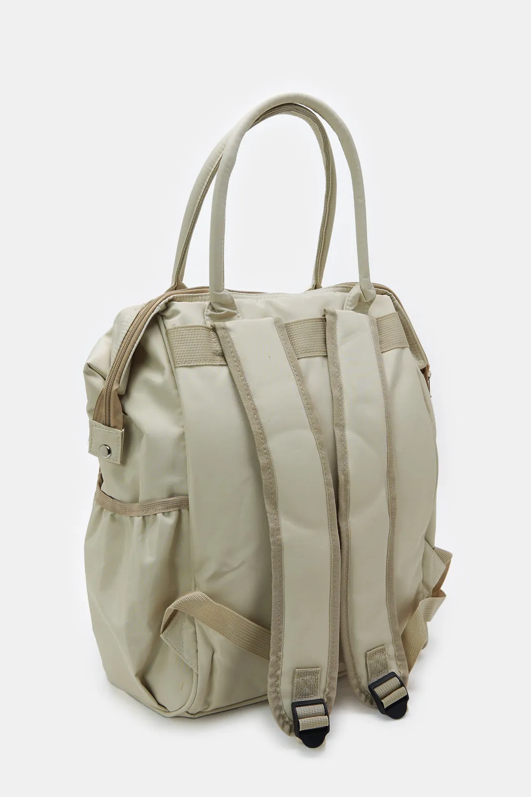 Beige Textured Diaper Backpack