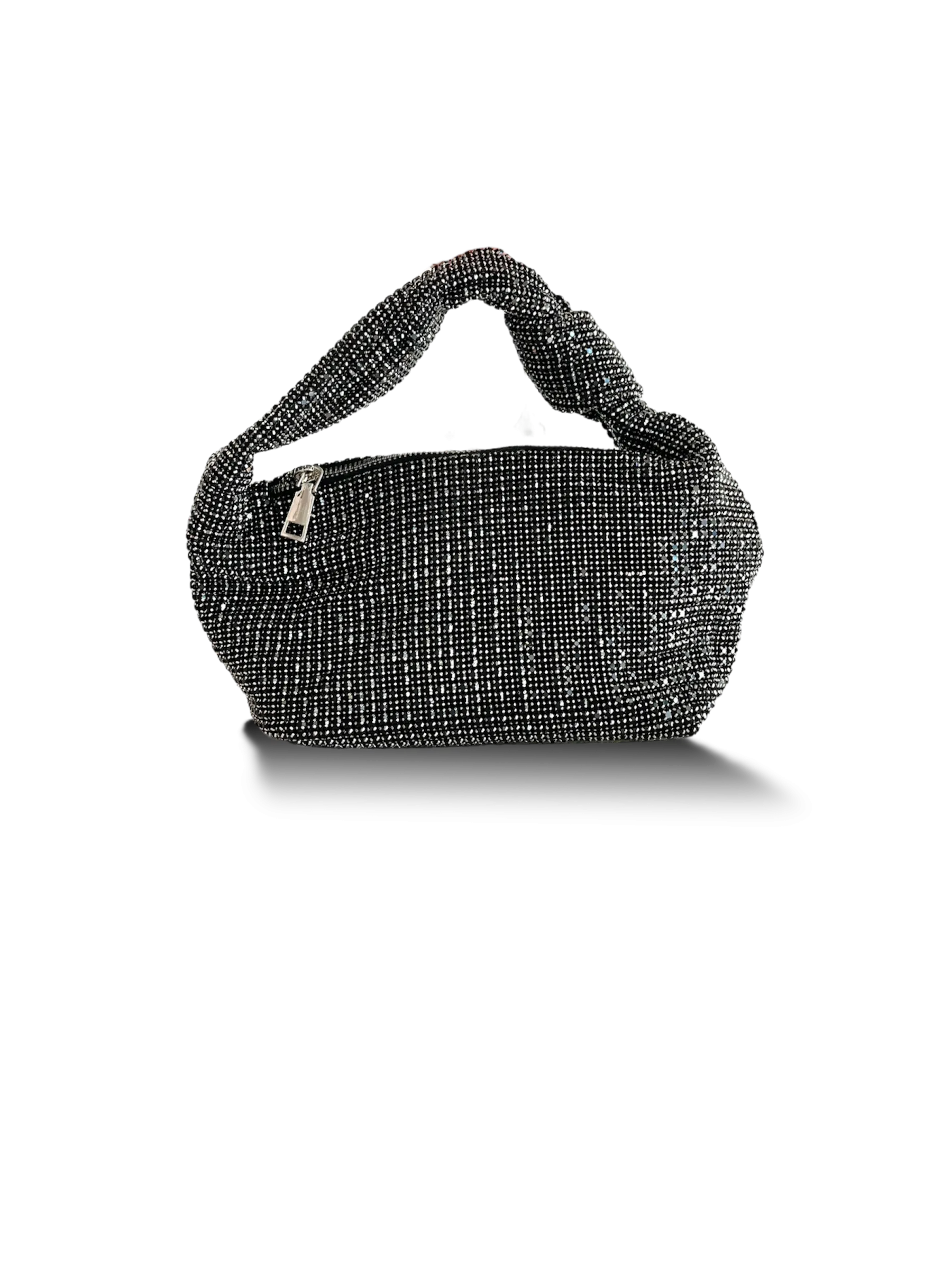 Bejewelled Knot-Handle Bag (Black)