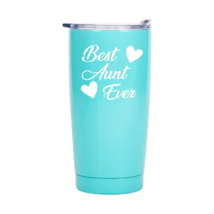 Best Aunt Ever Pale Blue 20 Ounce Stainless Steel Travel Tumbler Mug With Lid