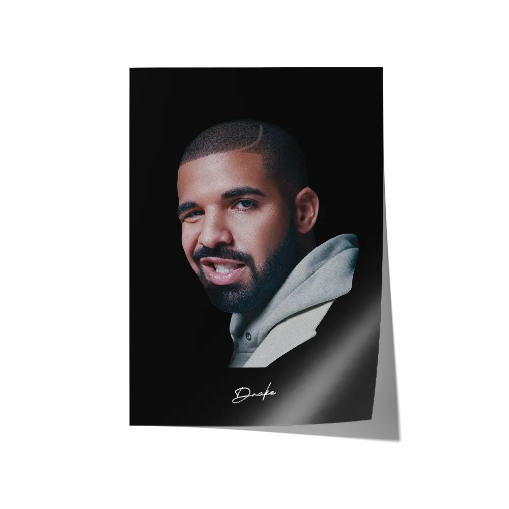 Big Head Retro Drake Black Portrait