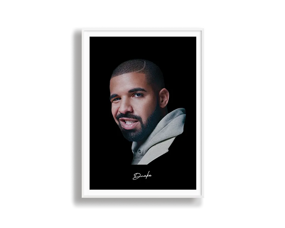 Big Head Retro Drake Black Portrait