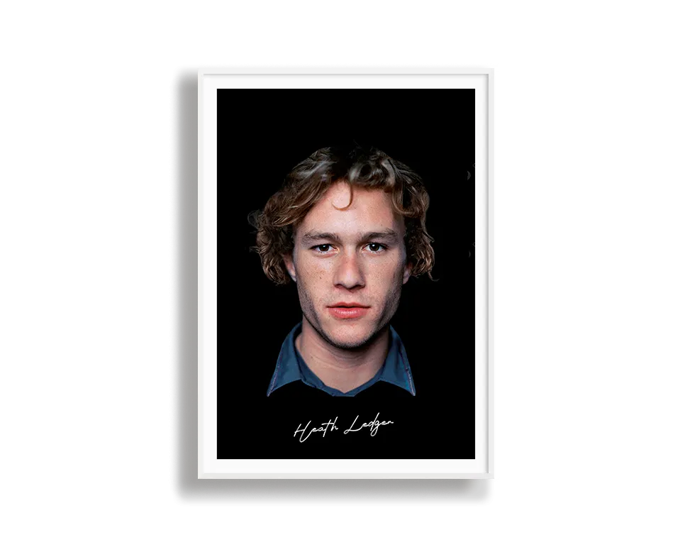 Big Head Retro Heath Ledger Black Portrait