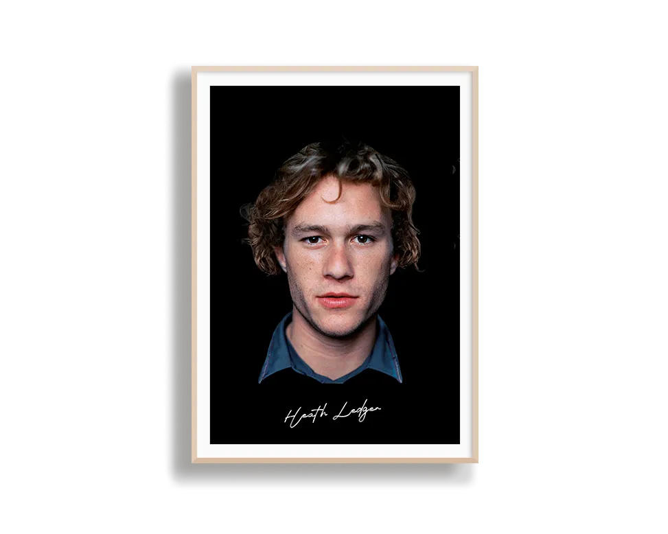 Big Head Retro Heath Ledger Black Portrait