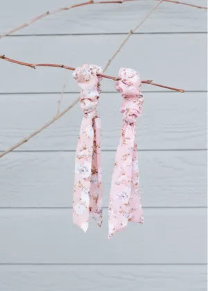 Blush Floral Bow, Bandana   Scrunchie