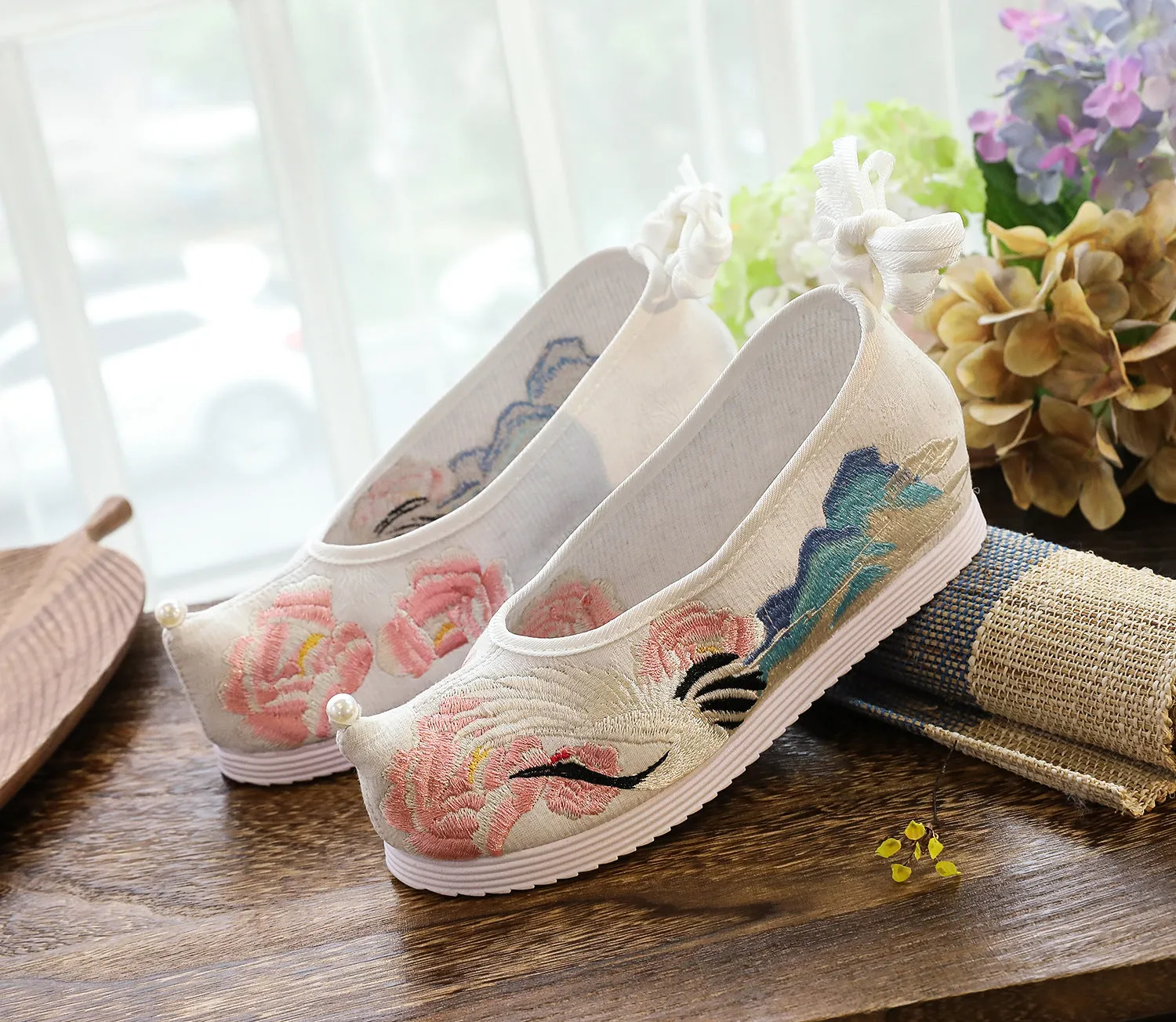 Bow For Han Chinese Clothing Antique Style Canvas Shoes