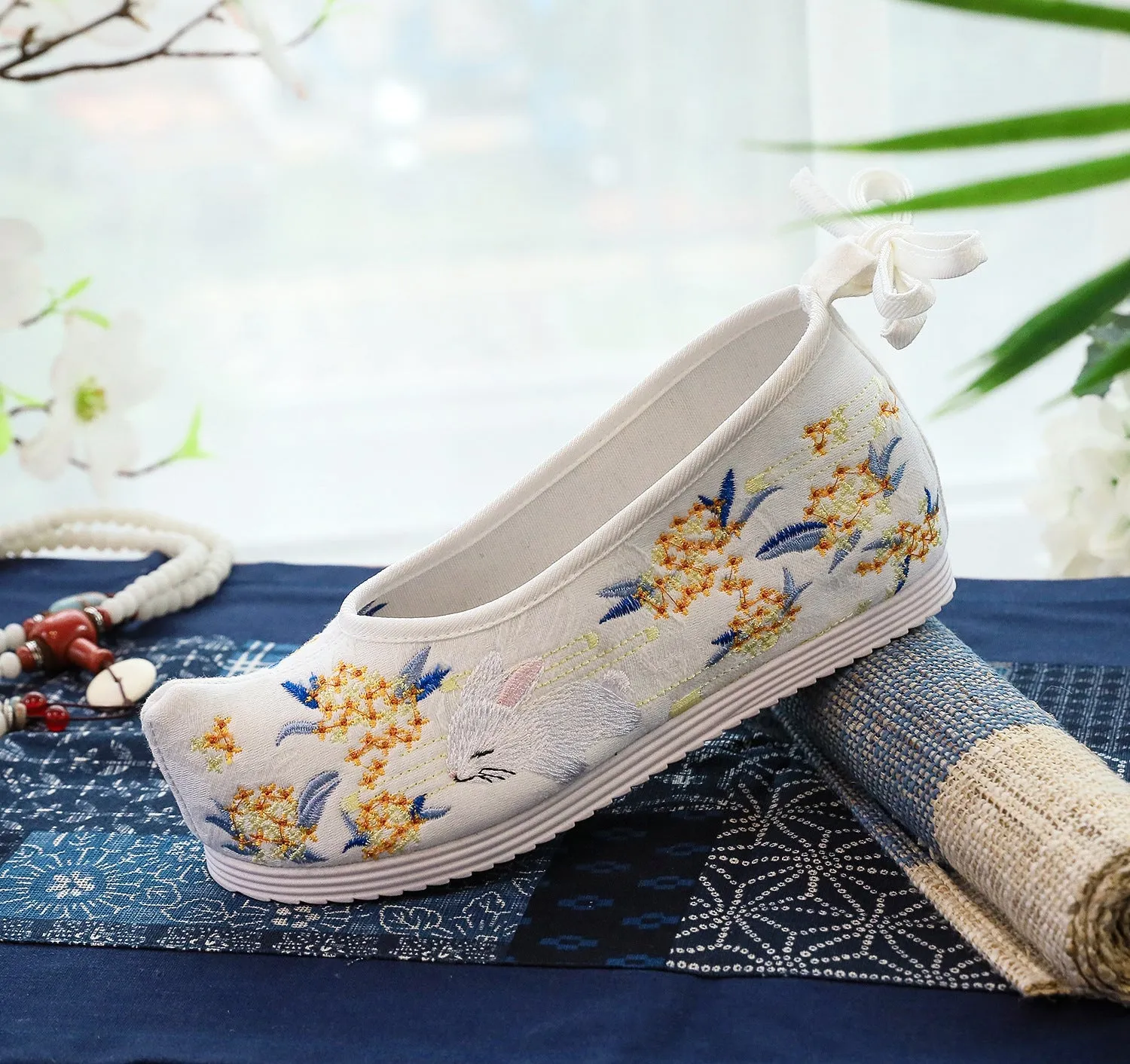 Bow For Han Chinese Clothing Antique Style Canvas Shoes