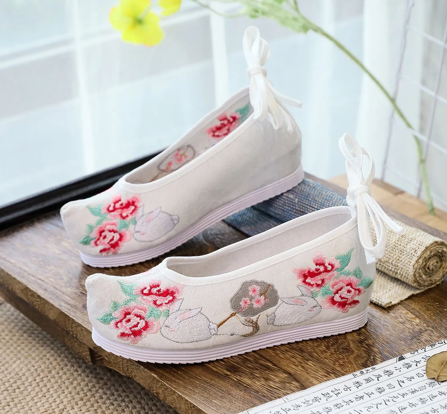 Bow For Han Chinese Clothing Antique Style Canvas Shoes