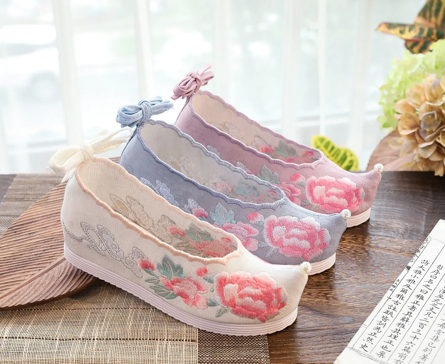 Bow For Han Chinese Clothing Antique Style Canvas Shoes