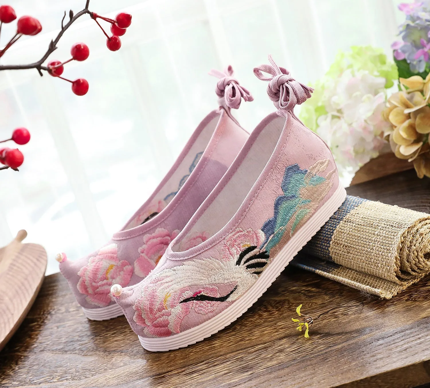 Bow For Han Chinese Clothing Antique Style Canvas Shoes