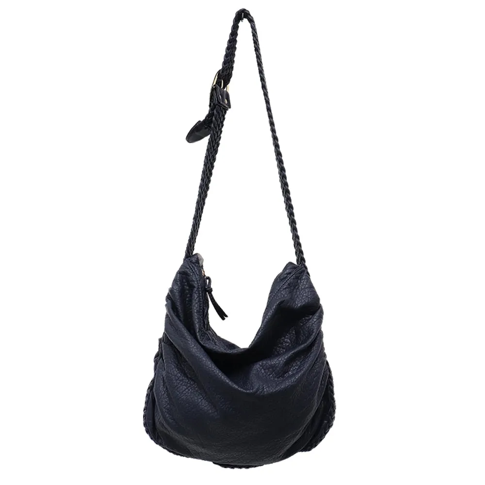 Braided Shoulder Bag with Adjustable Long Strap and Pillow Design