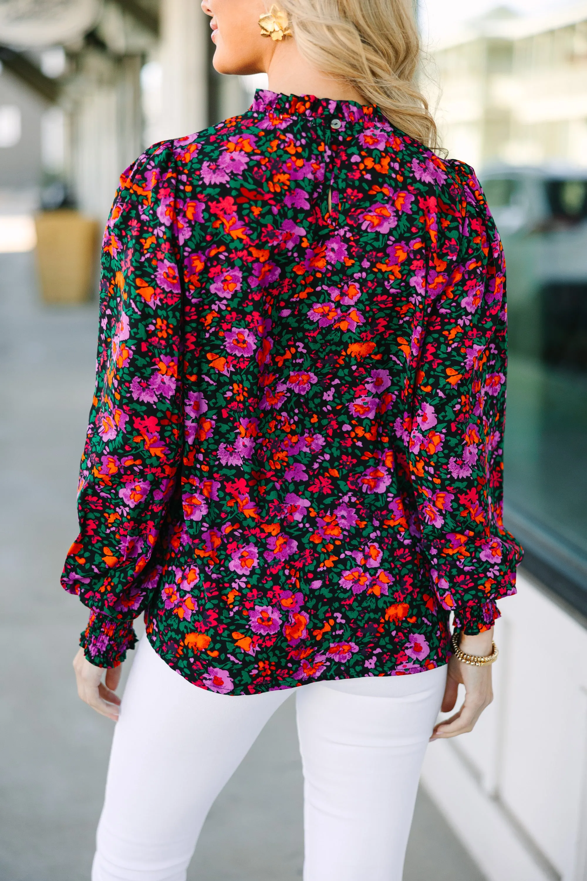 Can't Change Black Floral Blouse