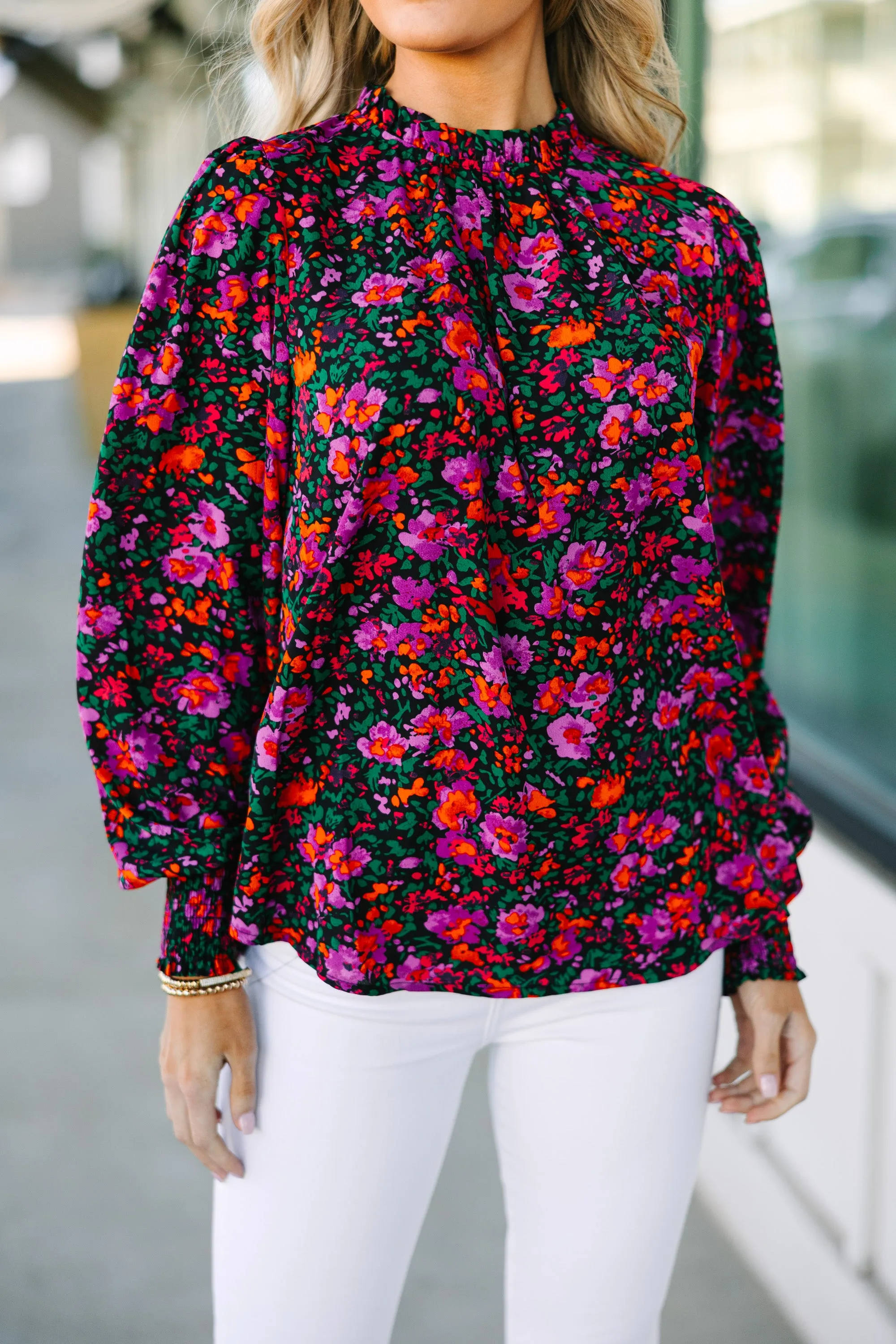 Can't Change Black Floral Blouse