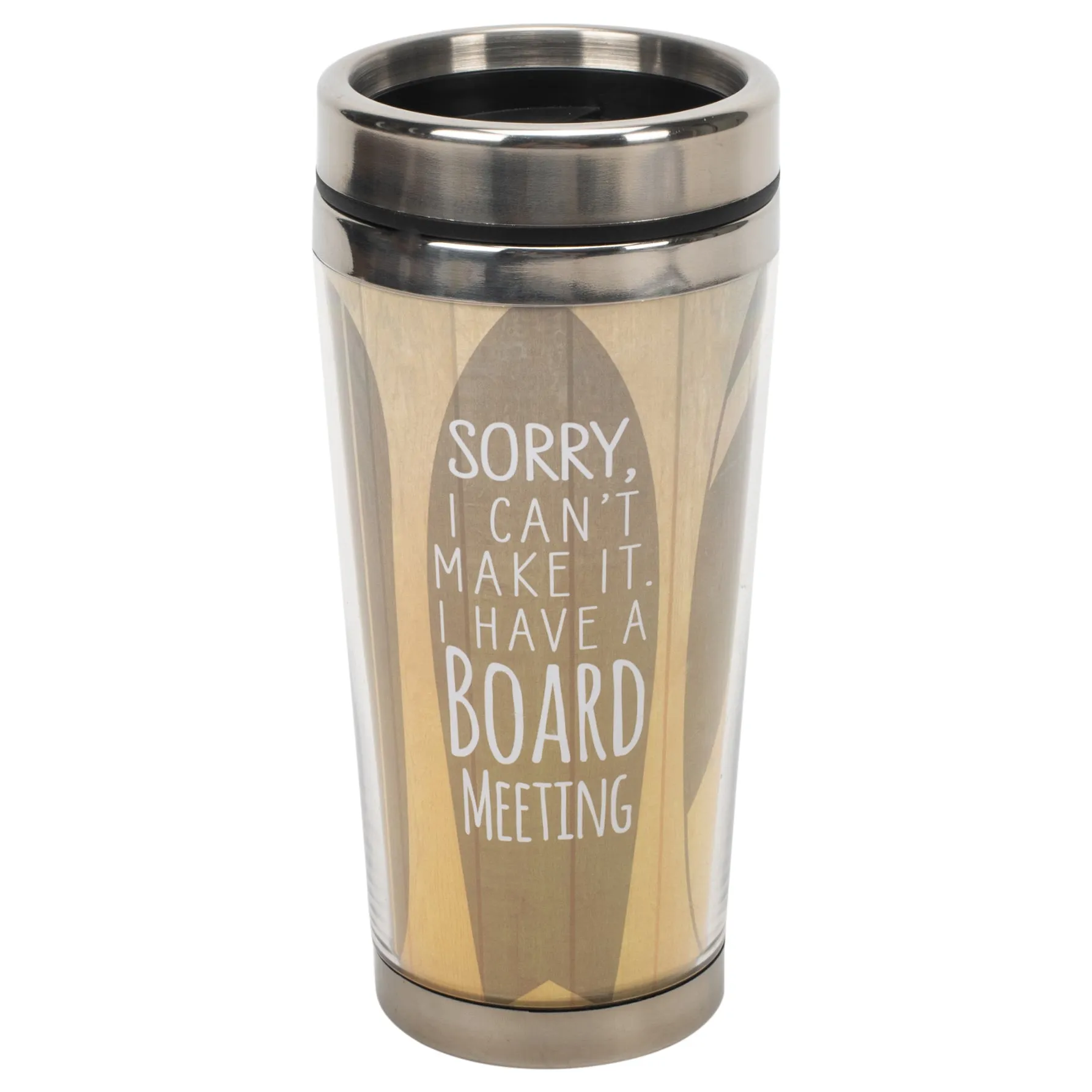 Can't Make It Board Meeting Brown 16 ounce Stainless Steel Travel Tumbler Mug with Lid