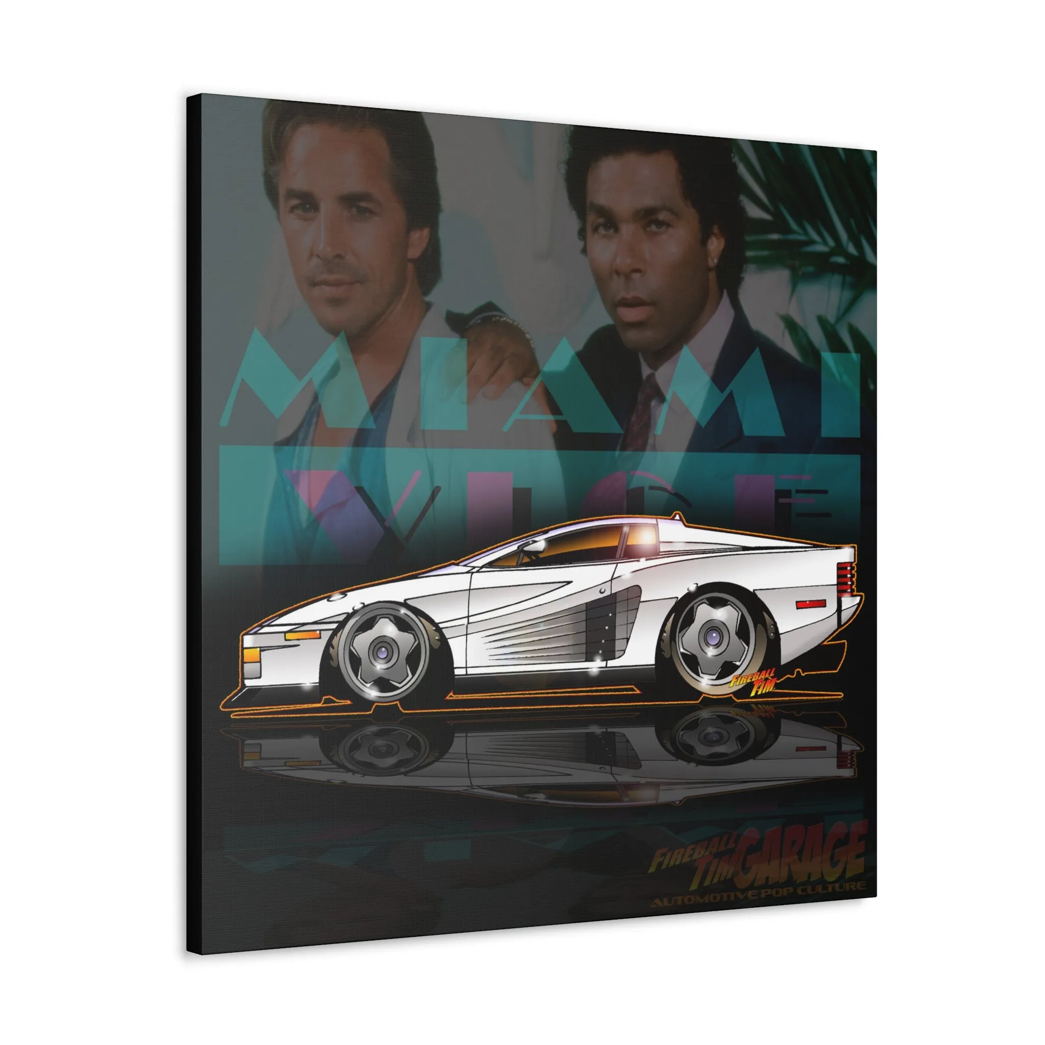 Canvas Prints, MIAMI VICE Ferrari Testarossa TV Show Concept Art, 3 Sizes,