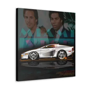 Canvas Prints, MIAMI VICE Ferrari Testarossa TV Show Concept Art, 3 Sizes,