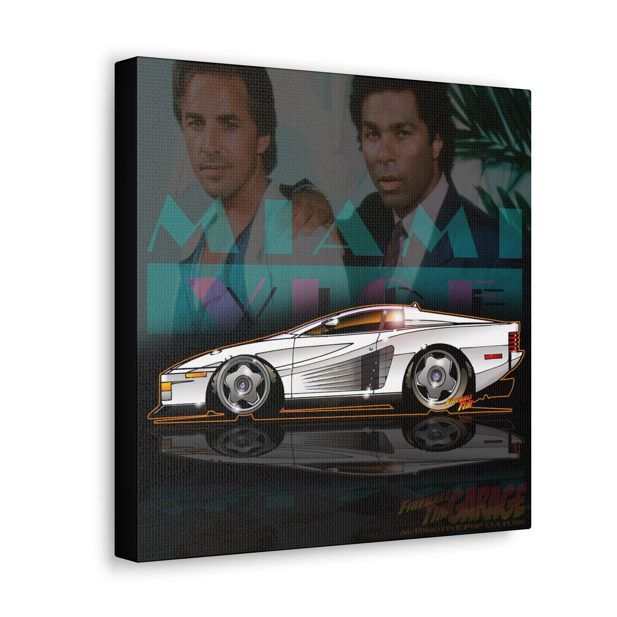 Canvas Prints, MIAMI VICE Ferrari Testarossa TV Show Concept Art, 3 Sizes,