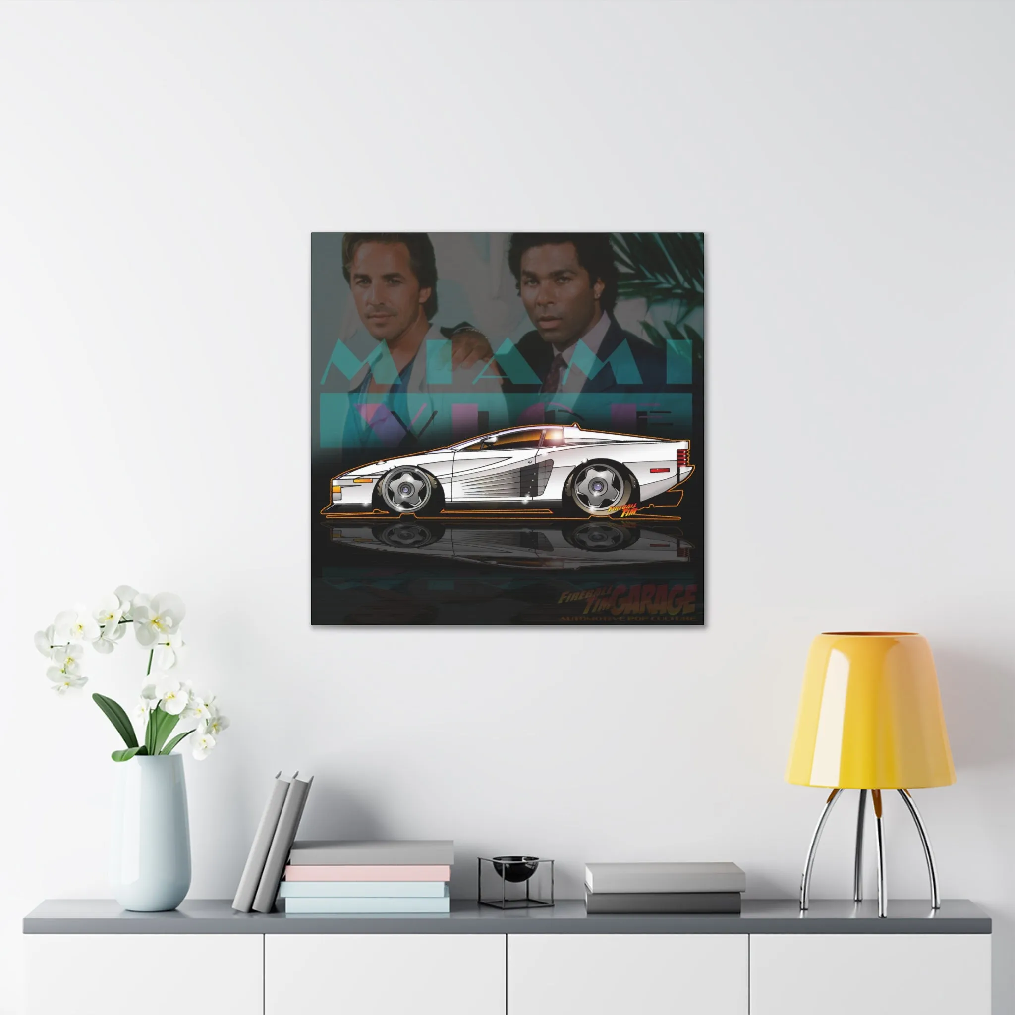 Canvas Prints, MIAMI VICE Ferrari Testarossa TV Show Concept Art, 3 Sizes,