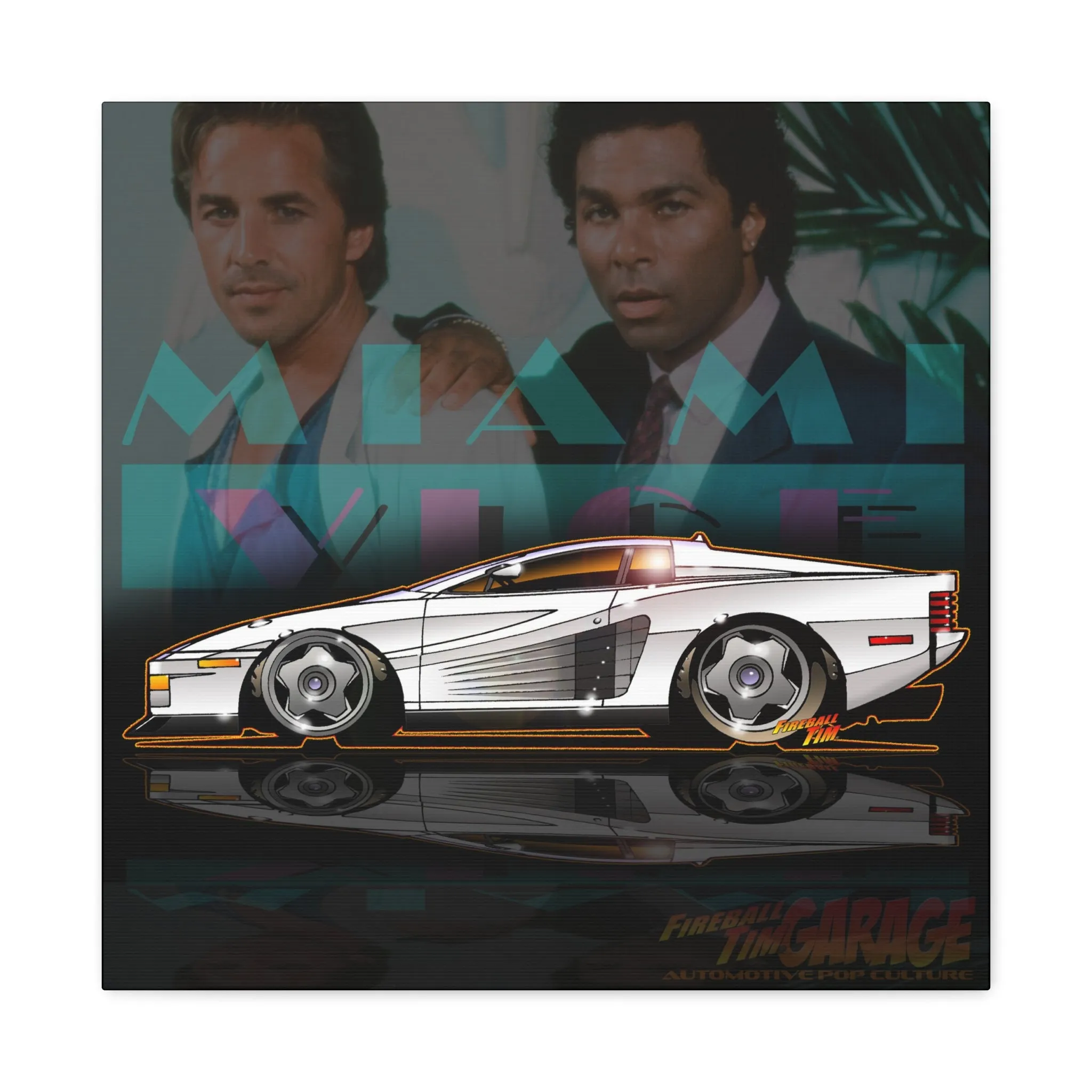 Canvas Prints, MIAMI VICE Ferrari Testarossa TV Show Concept Art, 3 Sizes,