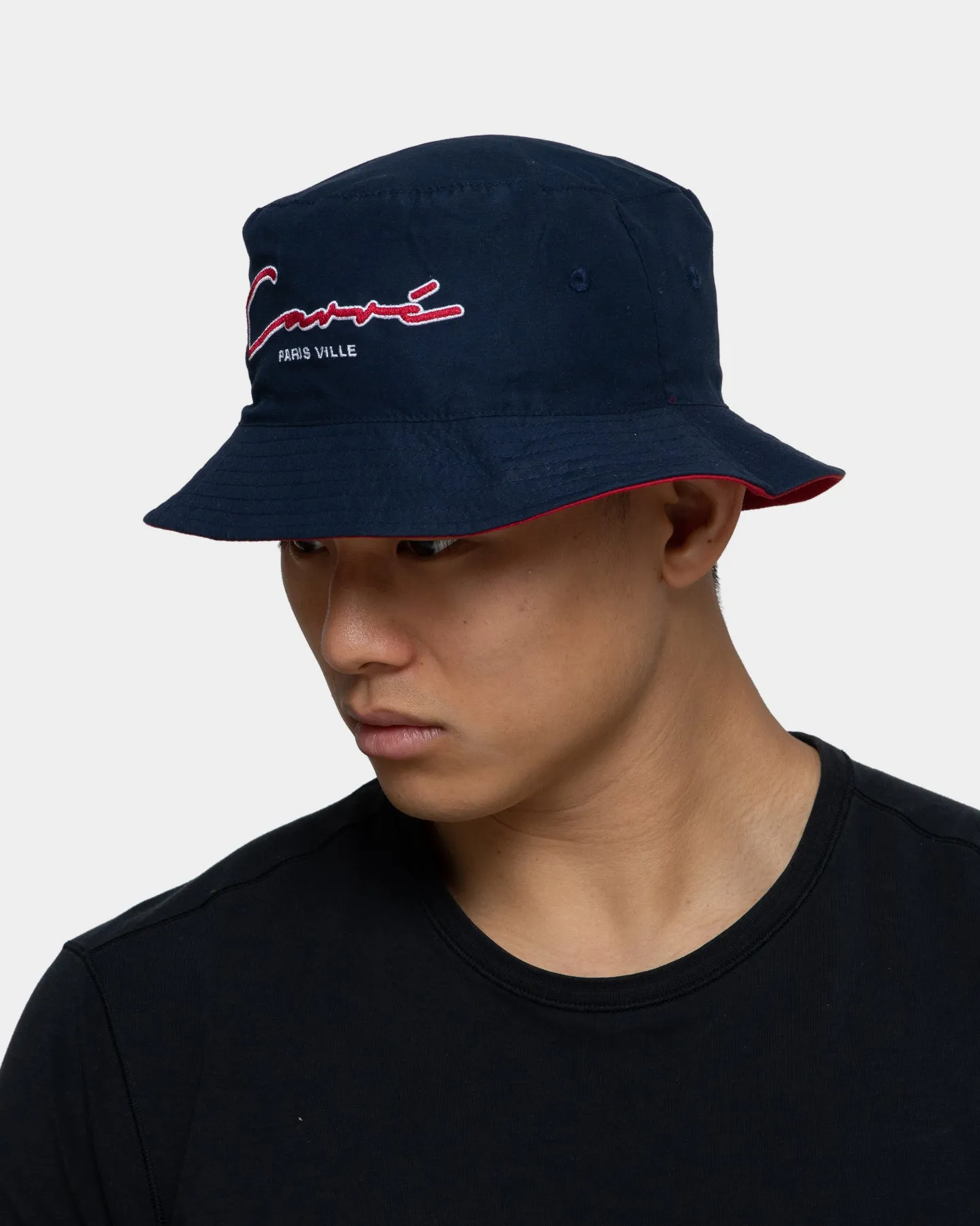 Carre Paris City Reversible Bucket Hat Navy/Red