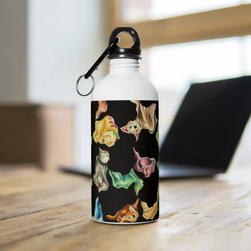 Cat Pattern Stainless Steel Water Bottle