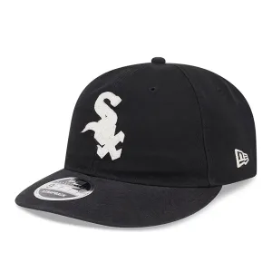 Chicago White Sox Canvas Felt Logo Black Retro Crown 9FIFTY Strapback Cap