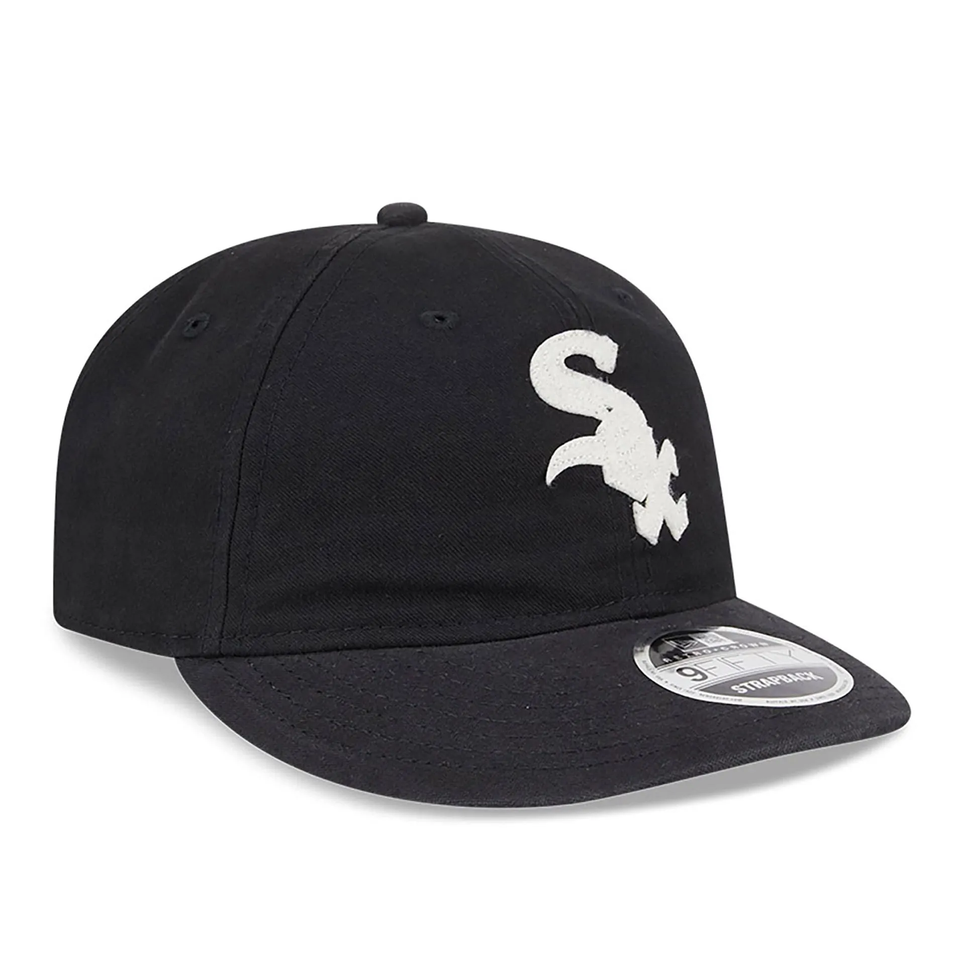 Chicago White Sox Canvas Felt Logo Black Retro Crown 9FIFTY Strapback Cap