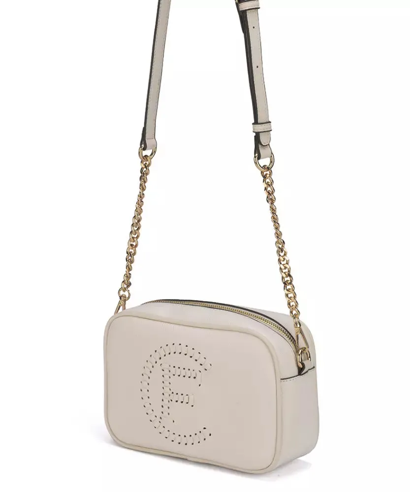 CRISTINAEFFE Elegant White Faux Leather Shoulder Bag