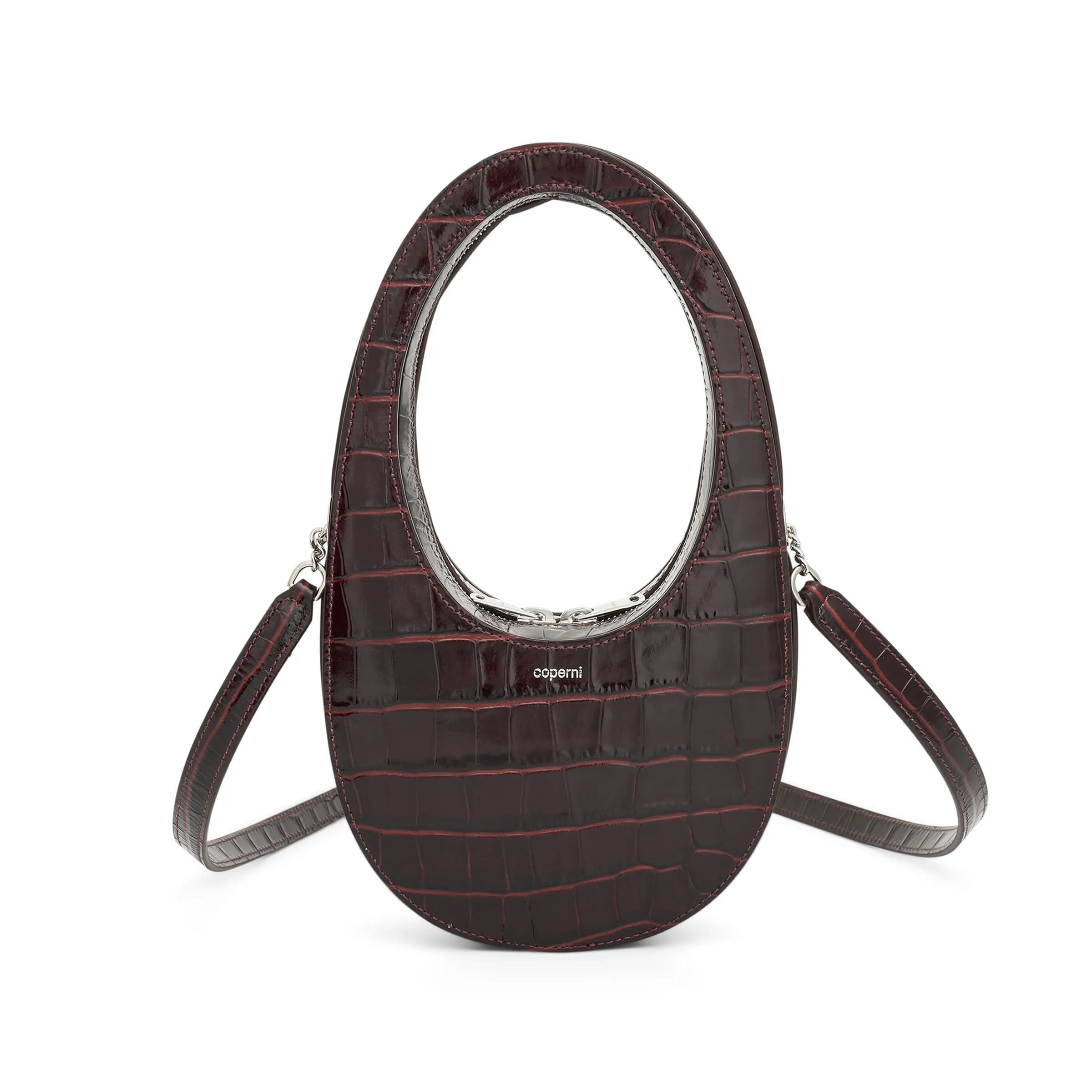 Croco Crossbody Mini Swipe Bag in Brown