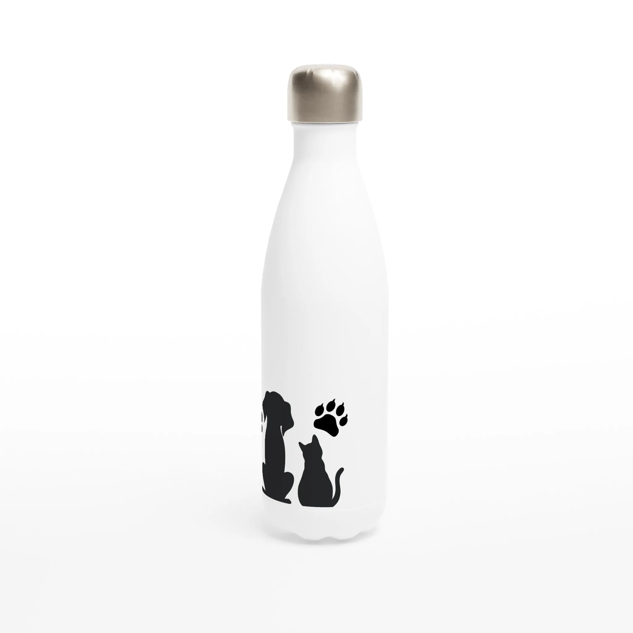 Cute Puppy & Kitten Silhouette Water Bottle - 17oz Stainless Steel Hydration