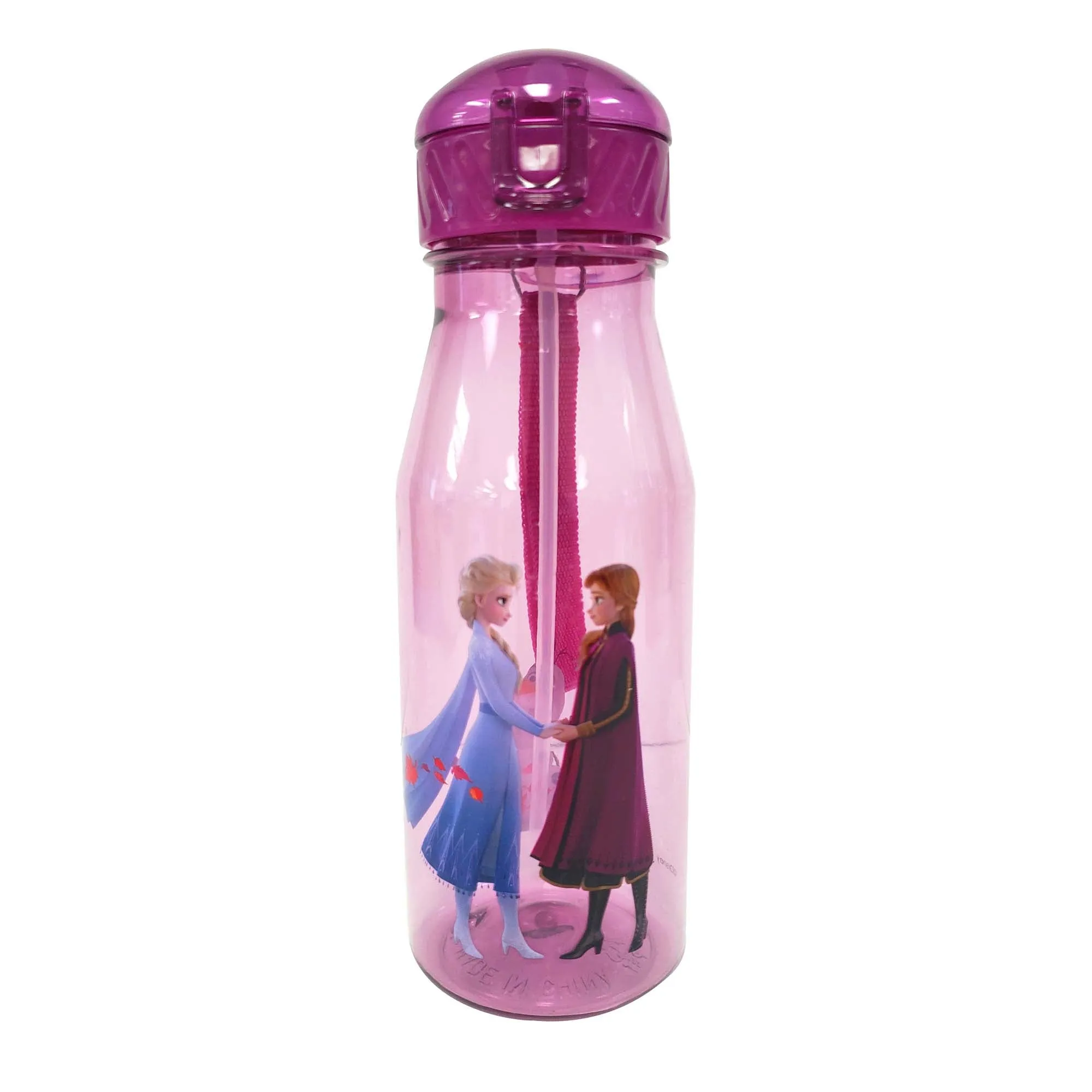 Disney Frozen 2 Purple Dome Cap Bottle with Straw and Carrying Strap, 1 Count