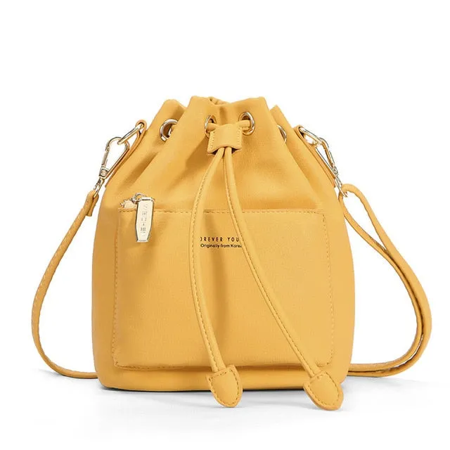 Fashion Bucket Shoulder Bag Women Drawstring Crossbody