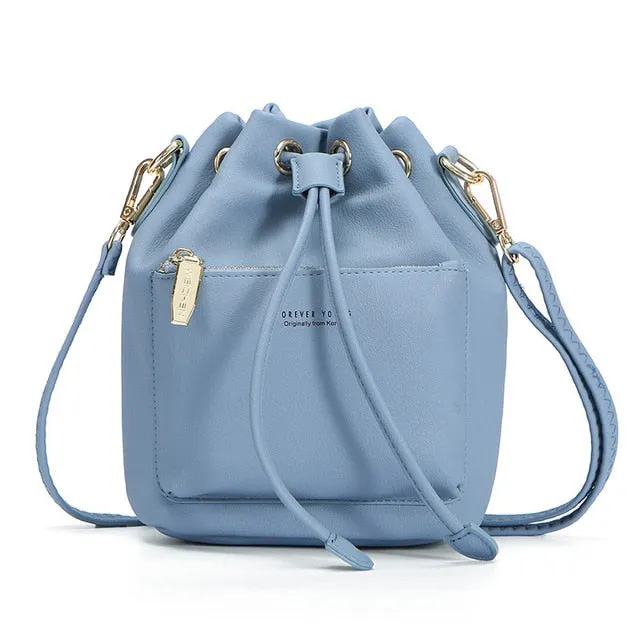 Fashion Bucket Shoulder Bag Women Drawstring Crossbody