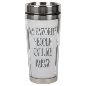 Favorite People Call Me Papaw Grey 16 ounce Stainless Steel Travel Tumbler Mug with Lid