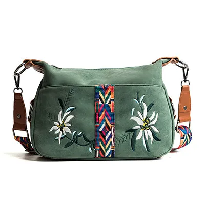 Floral Embroidery Messenger Bag