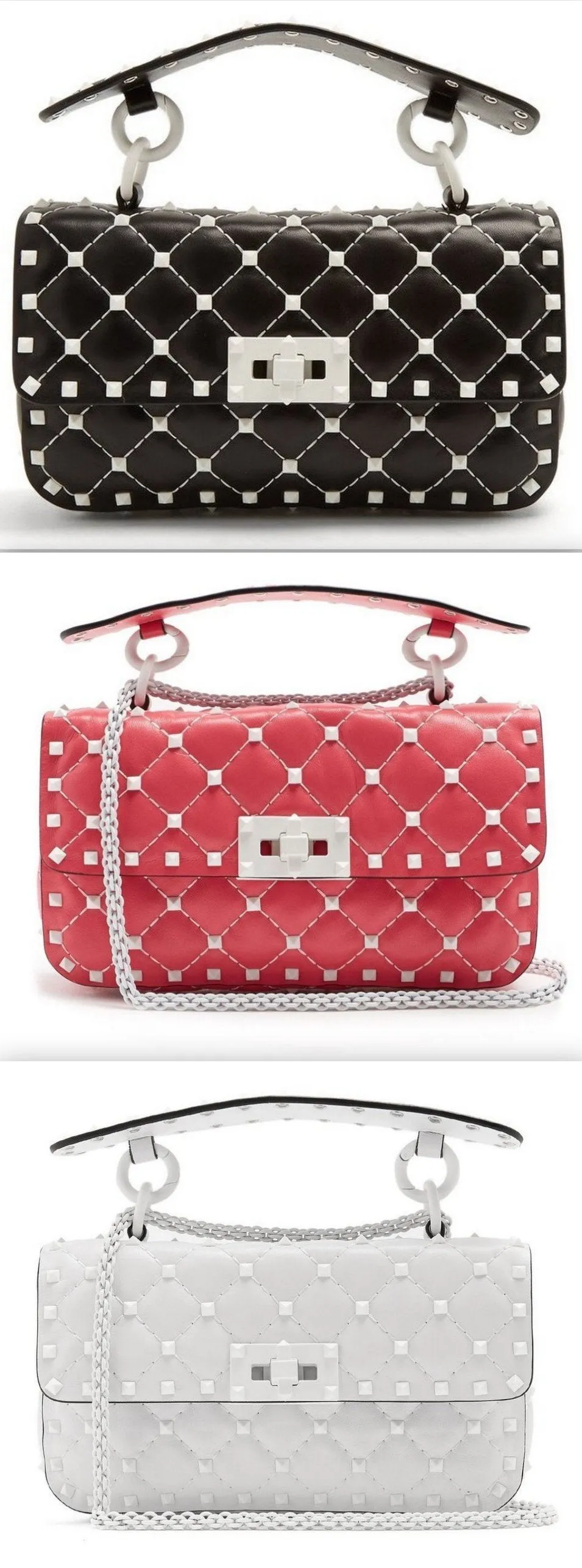 Free Rockstud Spike Small Quilted-Leather Bag - Black, Red or White