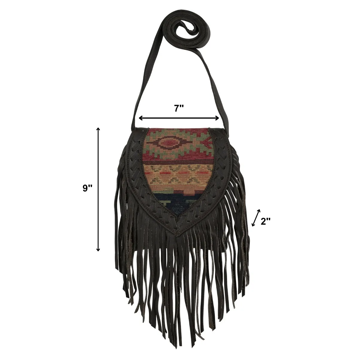 Fringed Cowgirl Flap Bag Crossbody - Woven Tapestry