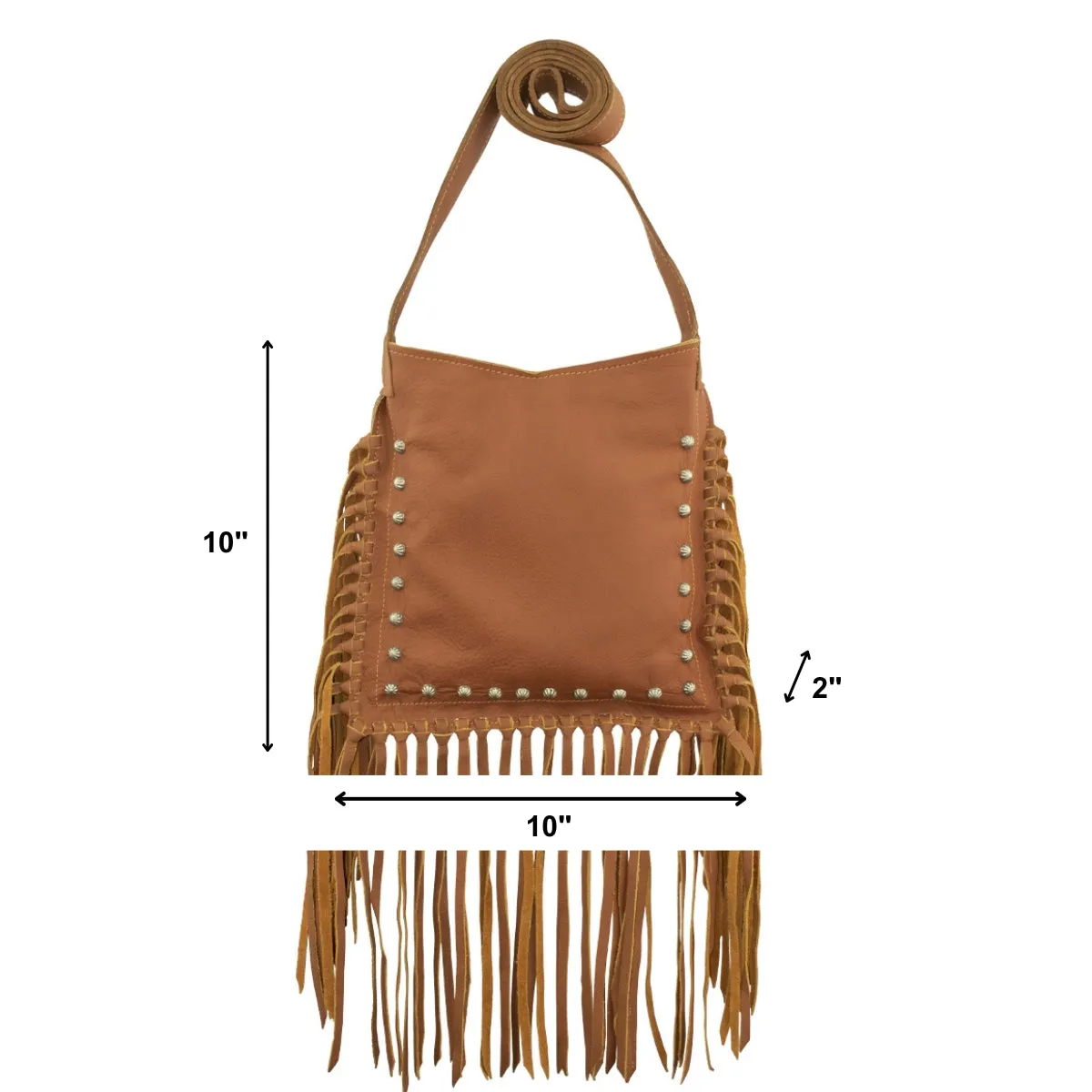 Fringed Cowgirl Messenger Crossbody - Natural Tan