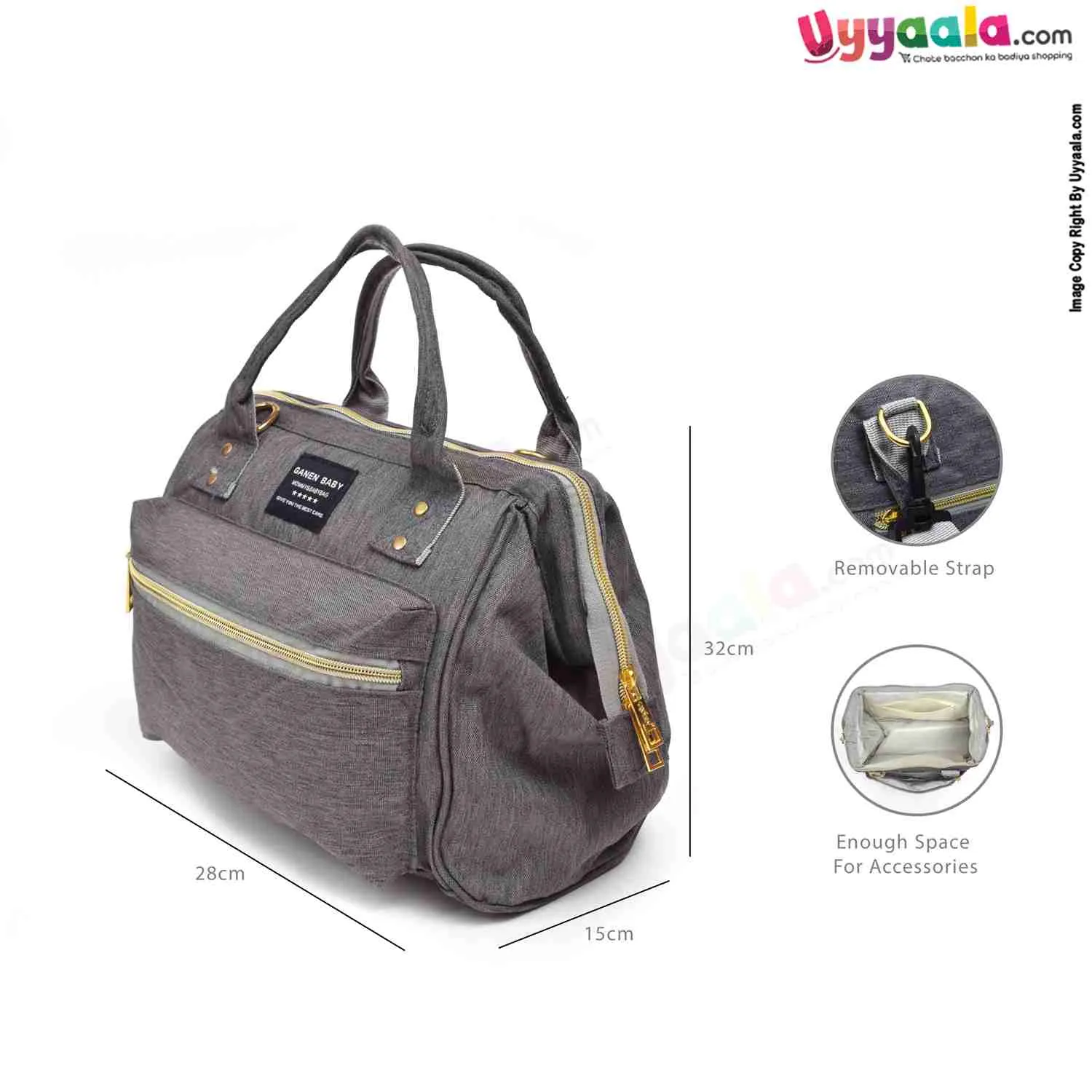 GANEN BABY Premium Quality Multipurpose Mother Bag(Diaper Bag), Size(32*28) - Grey