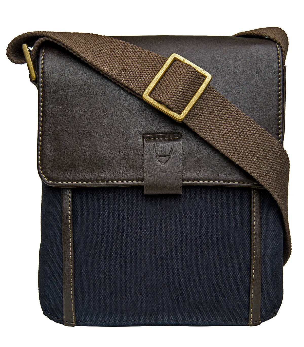 Hidesign Aiden Small Canvas Leather Cross Body Brown Blue