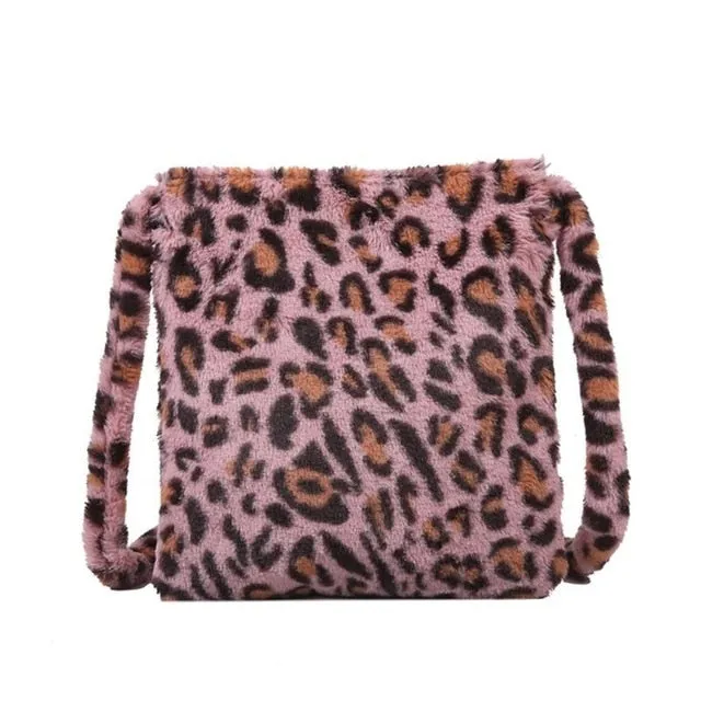 HOT Leopard Plush Shoulder Bags for Women's Autumn And Winter Fashion ladies Vintage Handbags women Large Capacity Messenger Bag