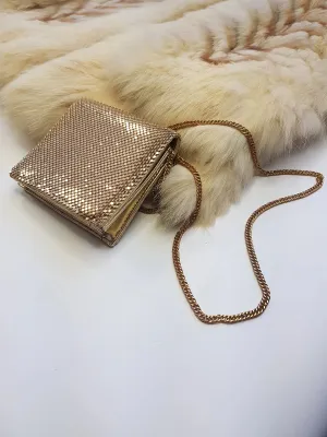 Iconic Vintage Designer Whiting & Davis Metal Mesh mini evening bag - glamorous long chain